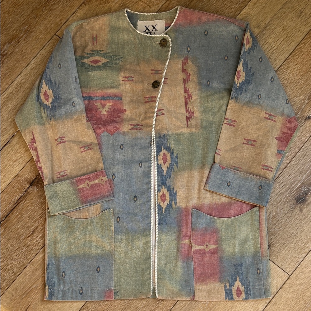 Vintage Aztec Southwestern Canvas Jacket Womens Small